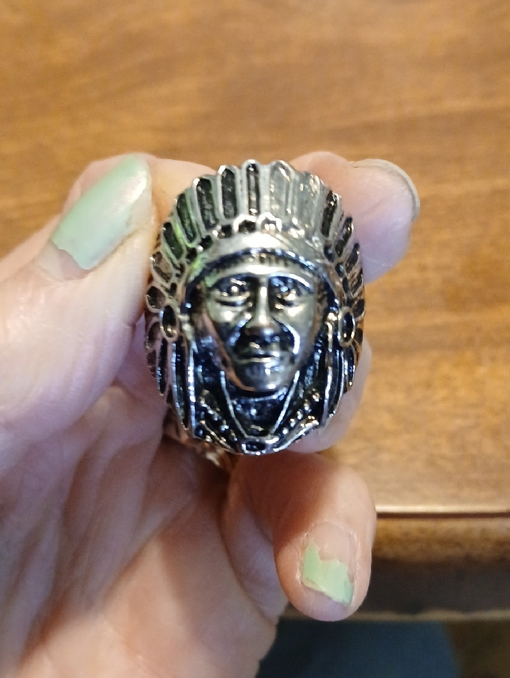 Sterling-Style Native Chief Ring in Silver 925